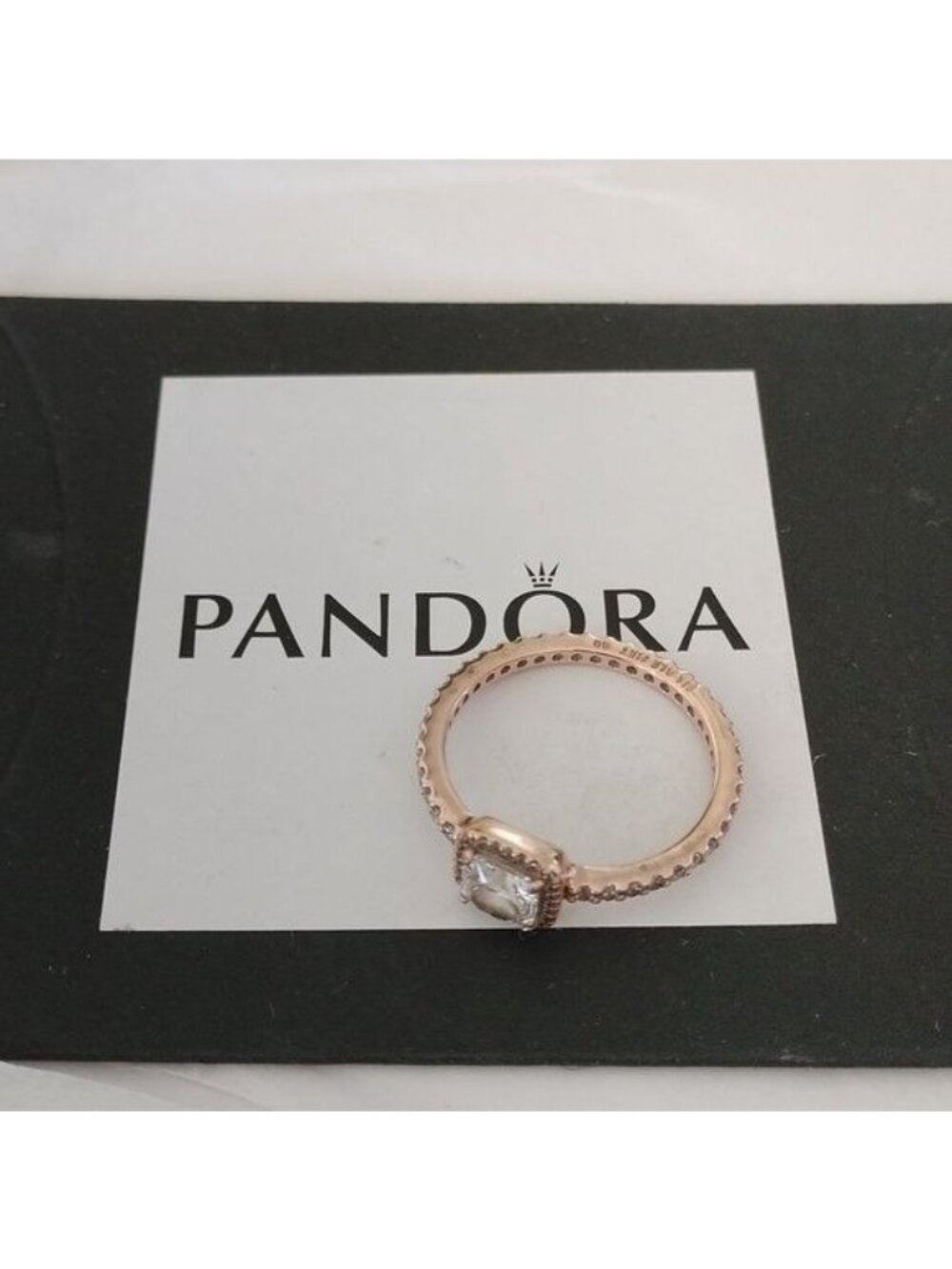 Pandora Rose Square Sparkle Halo Ring, 188862c01, Size 60
